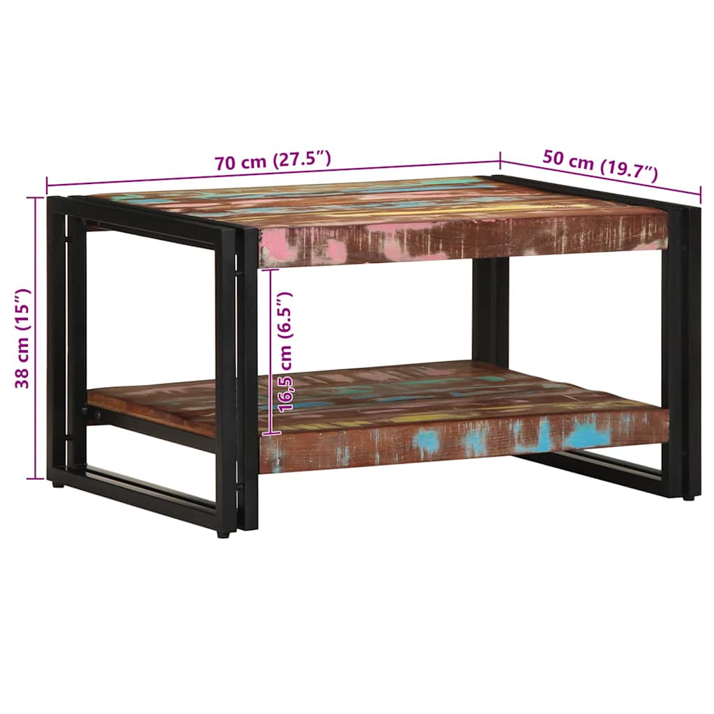 Table basse multicolore 70x50x38 cm bois de récupération massif - XIOS