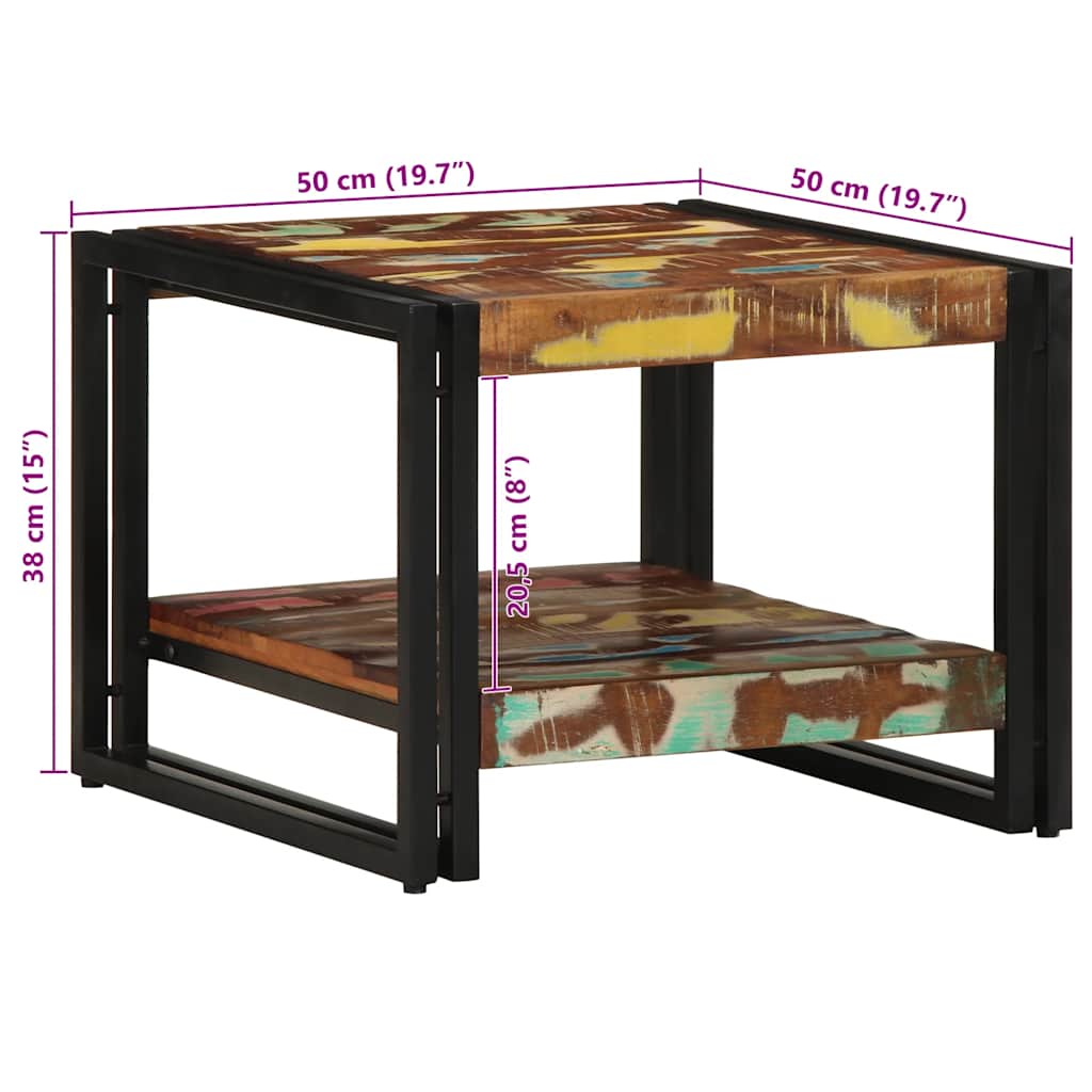 Table basse multicolore 50x50x38 cm bois de récupération massif - XIOS