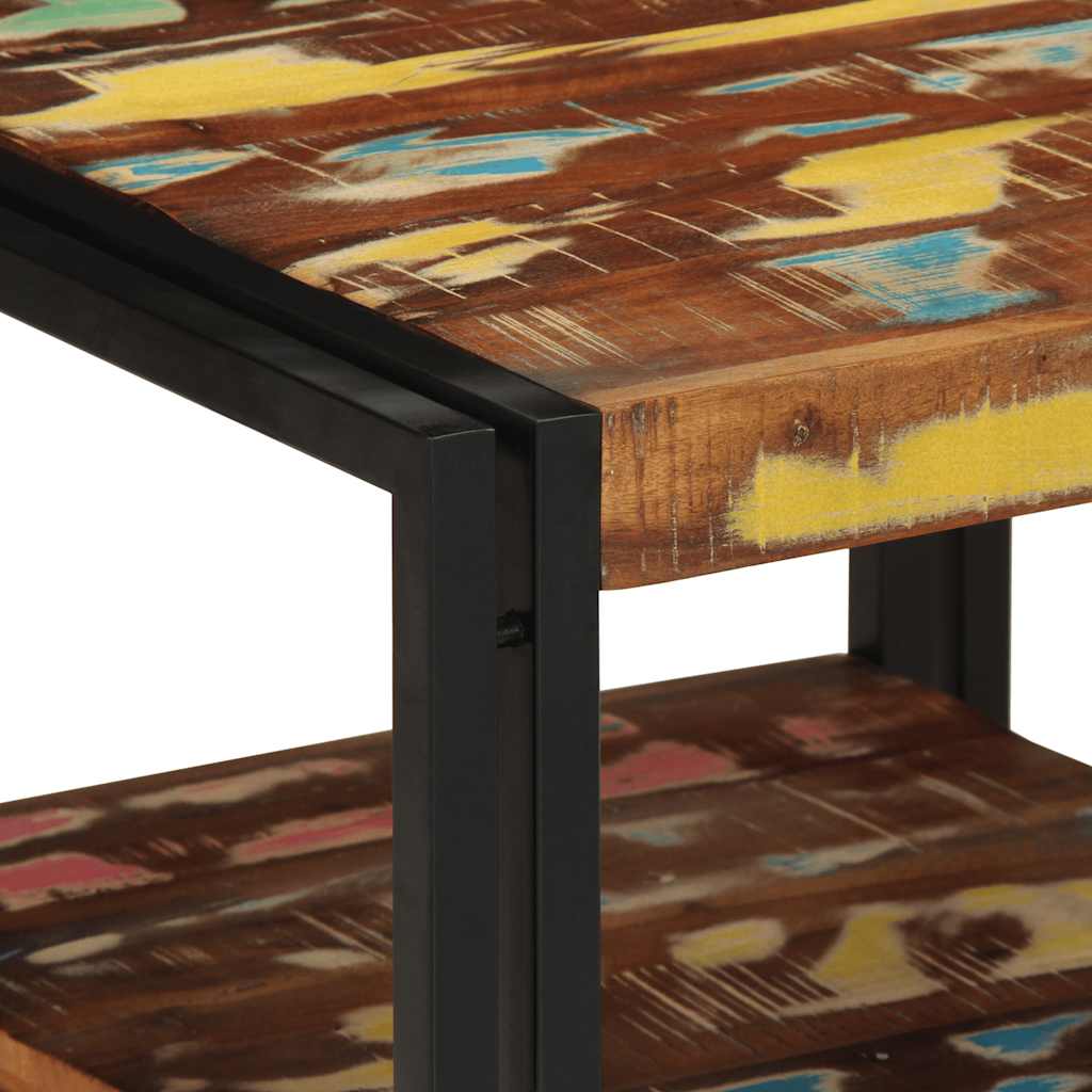 Table basse multicolore 50x50x38 cm bois de récupération massif - XIOS