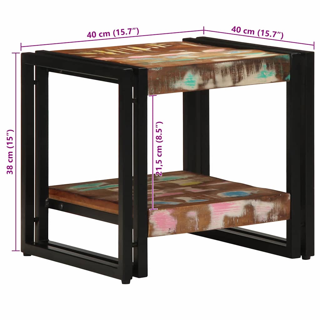 Table basse 40 x 40 x 38 cm bois de récupération massif - XIOS