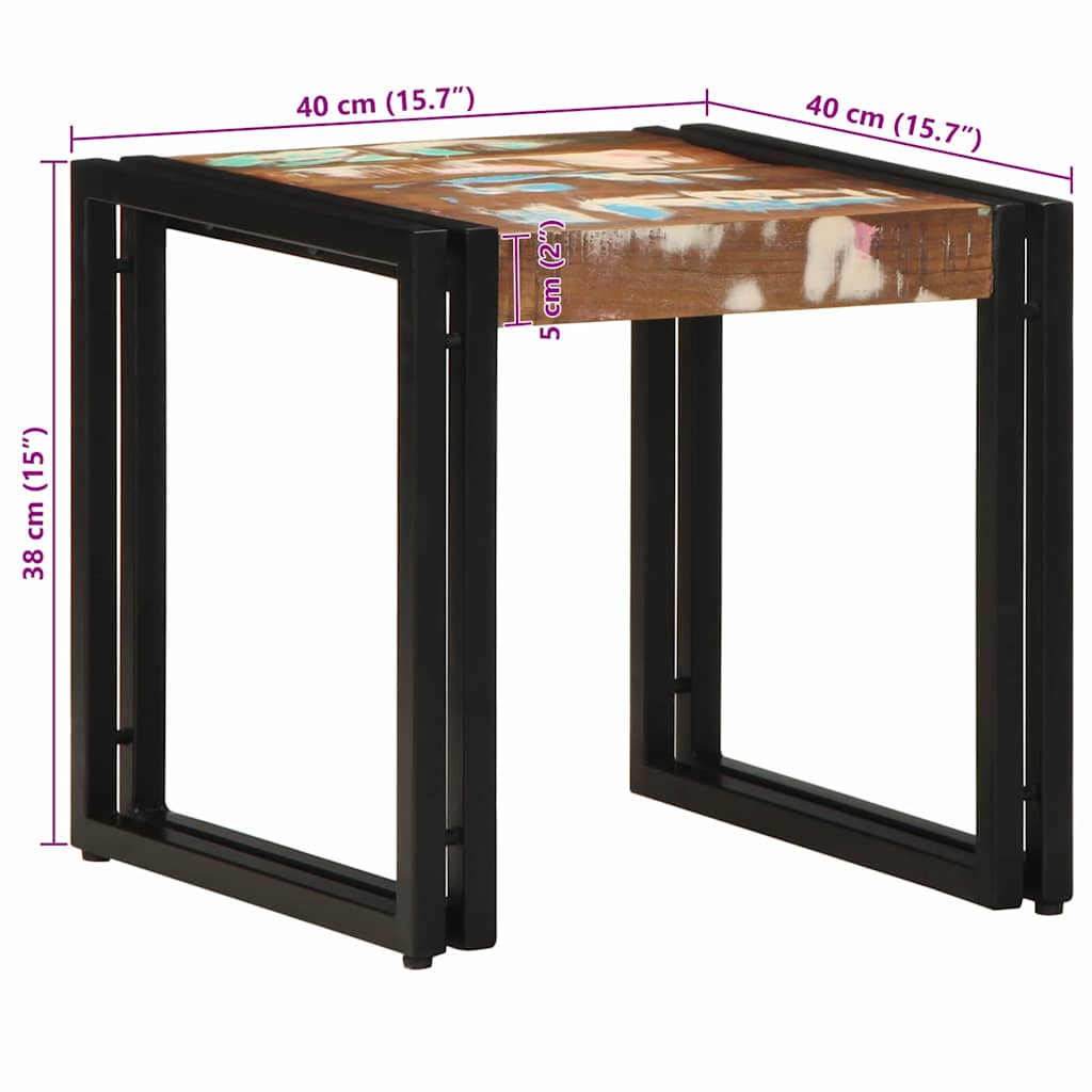 Table basse 40 x 40 x 38 cm bois de récupération massif - XIOS