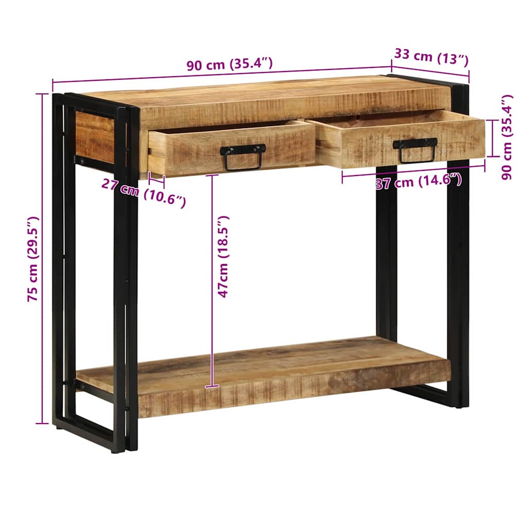 Table console Marron 90 x 33 x 75 cm bois de manguier massif - XIOS