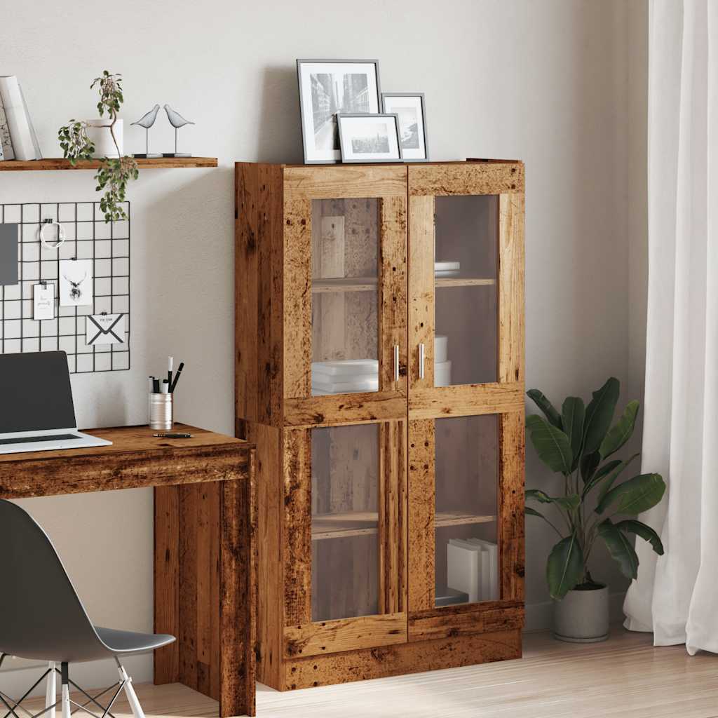 Buffet haut vieux bois 82,5x30,5x150 cm bois d'ingénierie - XIOS
