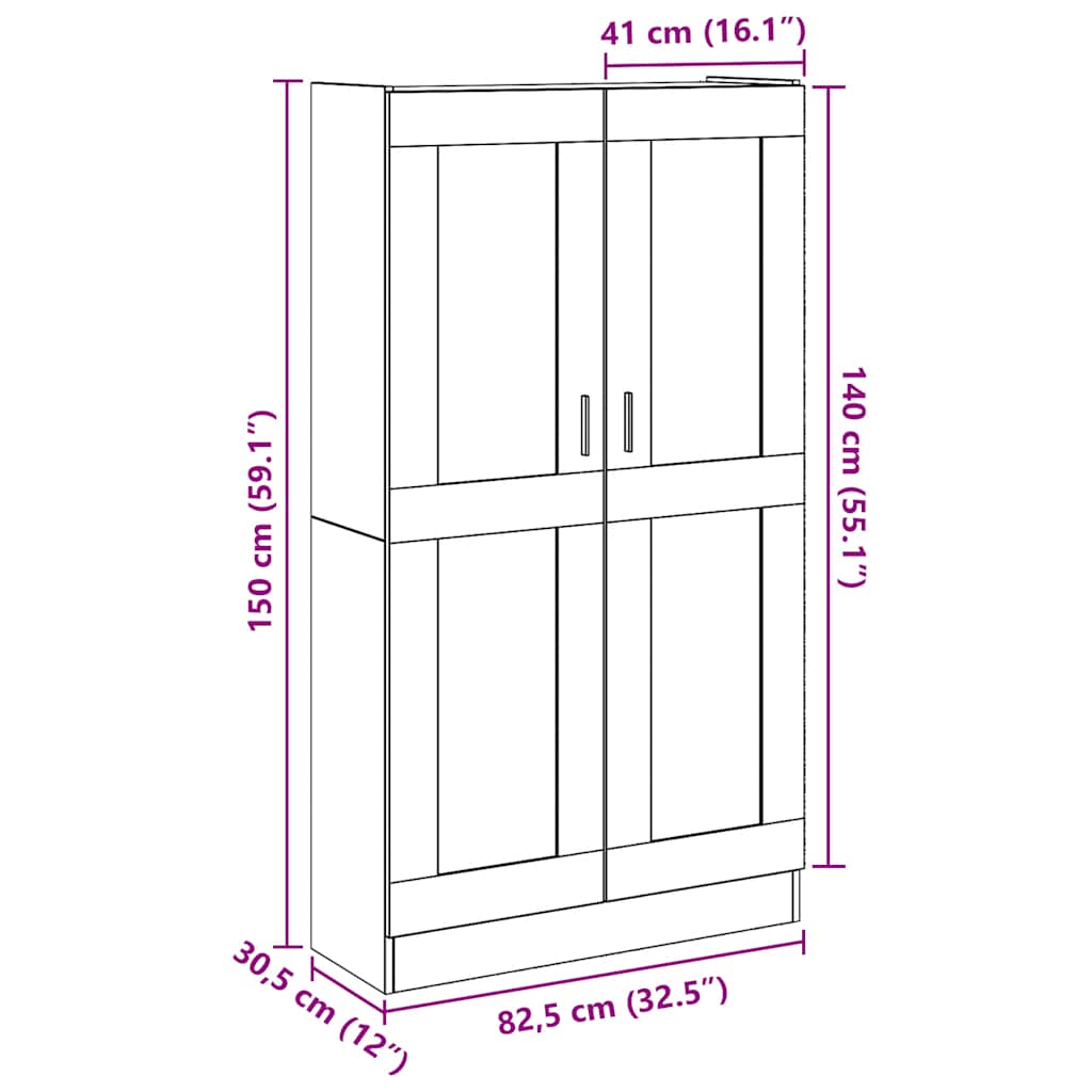 Buffet haut chêne artisanal 82,5x30,5x150 cm bois d'ingénierie - XIOS