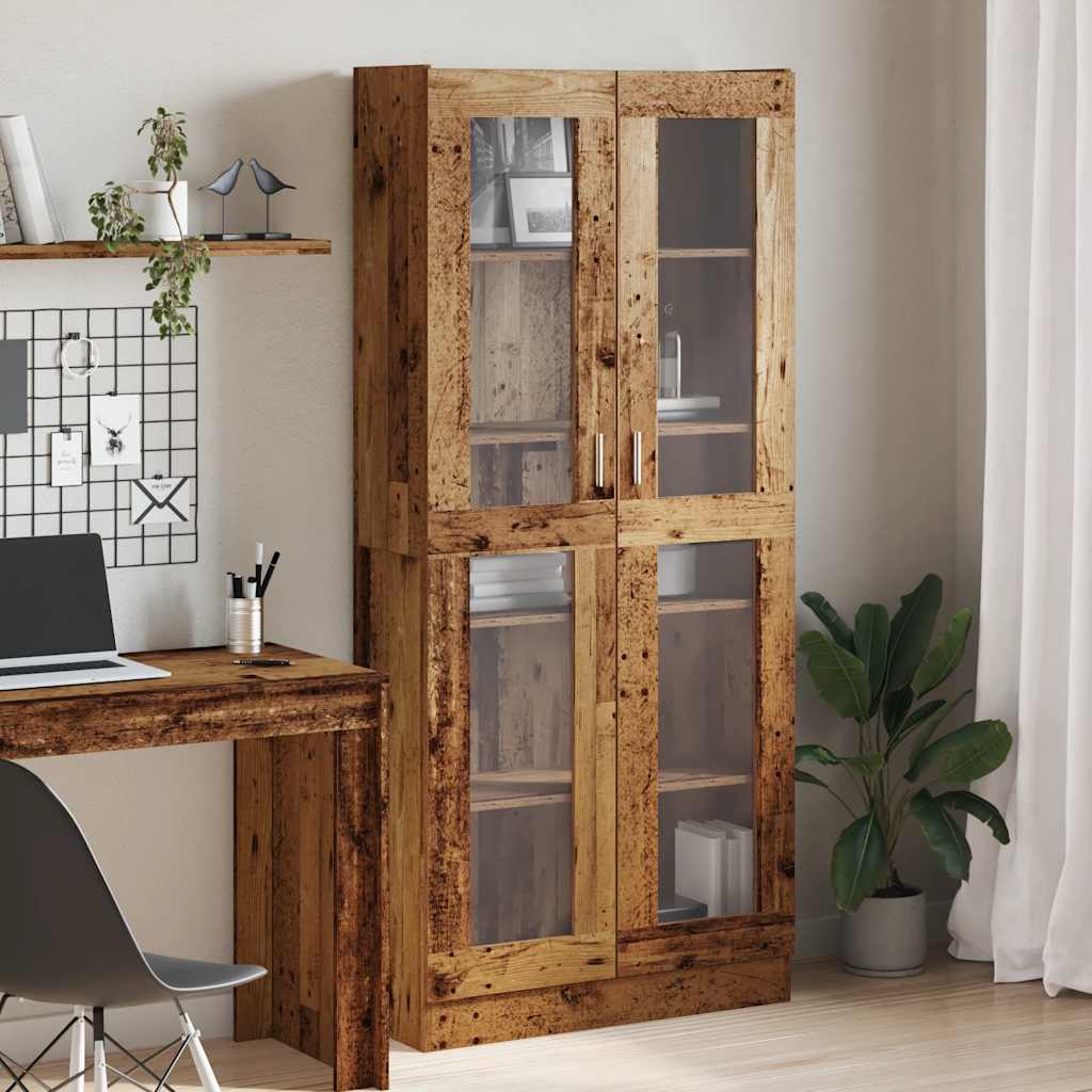 Buffet haut vieux bois 82,5x30,5x185 cm bois d'ingénierie - XIOS