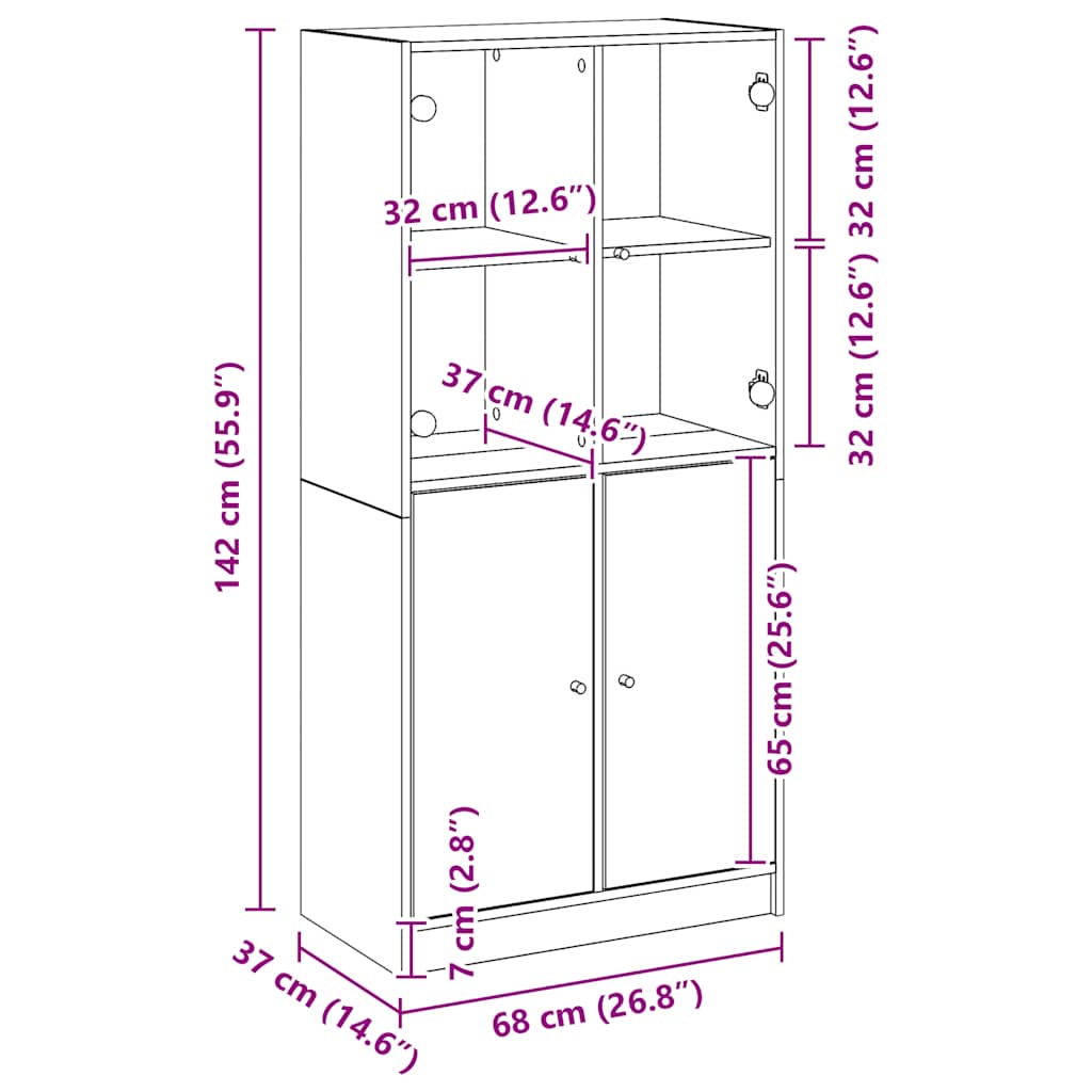 Buffet haut avec portes chêne artisanal bois d'ingénierie - XIOS