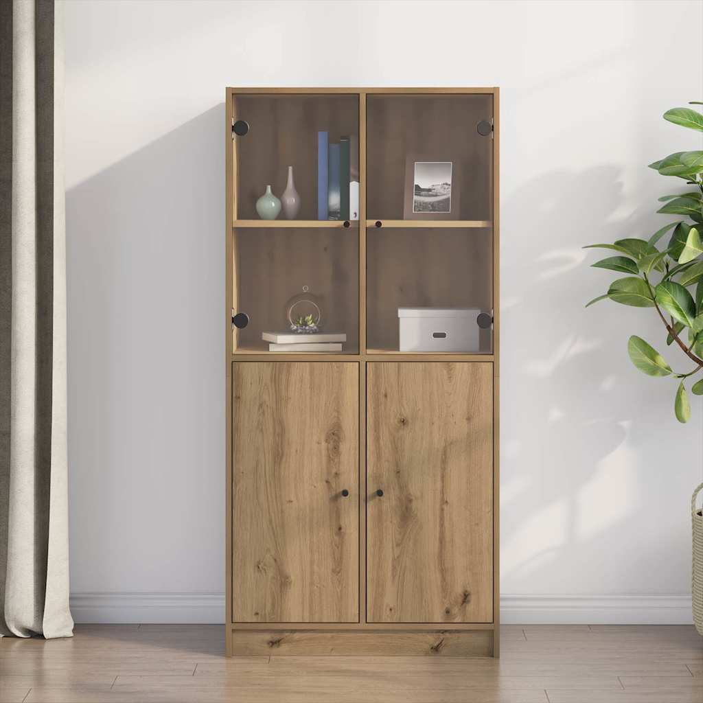 Buffet haut avec portes chêne artisanal bois d'ingénierie - XIOS