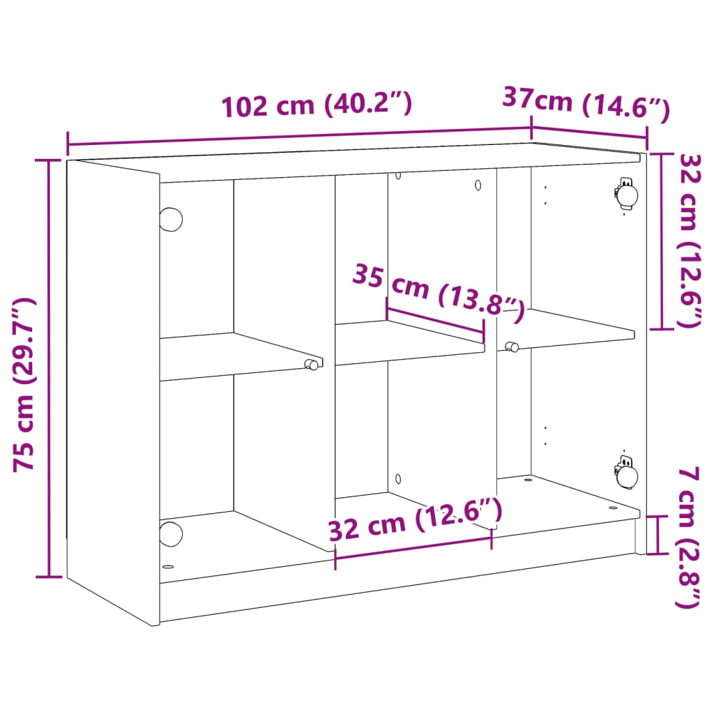 Buffet vieux bois 102x37x75,5 cm bois d'ingénierie - XIOS