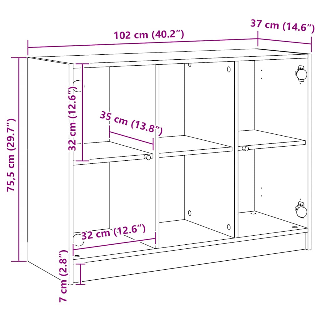 Buffet chêne artisanal 102x37x75,5 cm bois d'ingénierie - XIOS