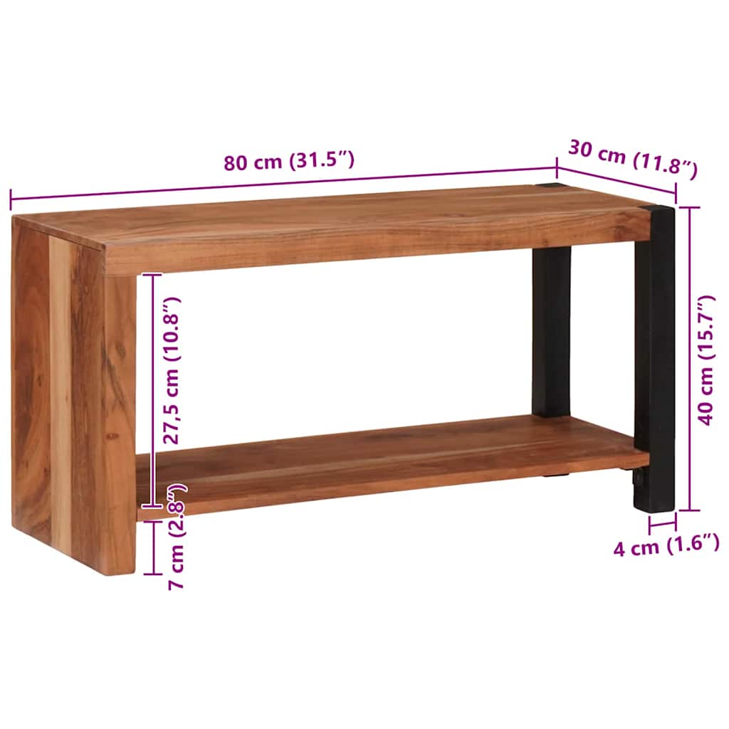 Bibliothèque Marron, Noir 80 x 30 x 40 cm Bois d'Acacia Massif - XIOS