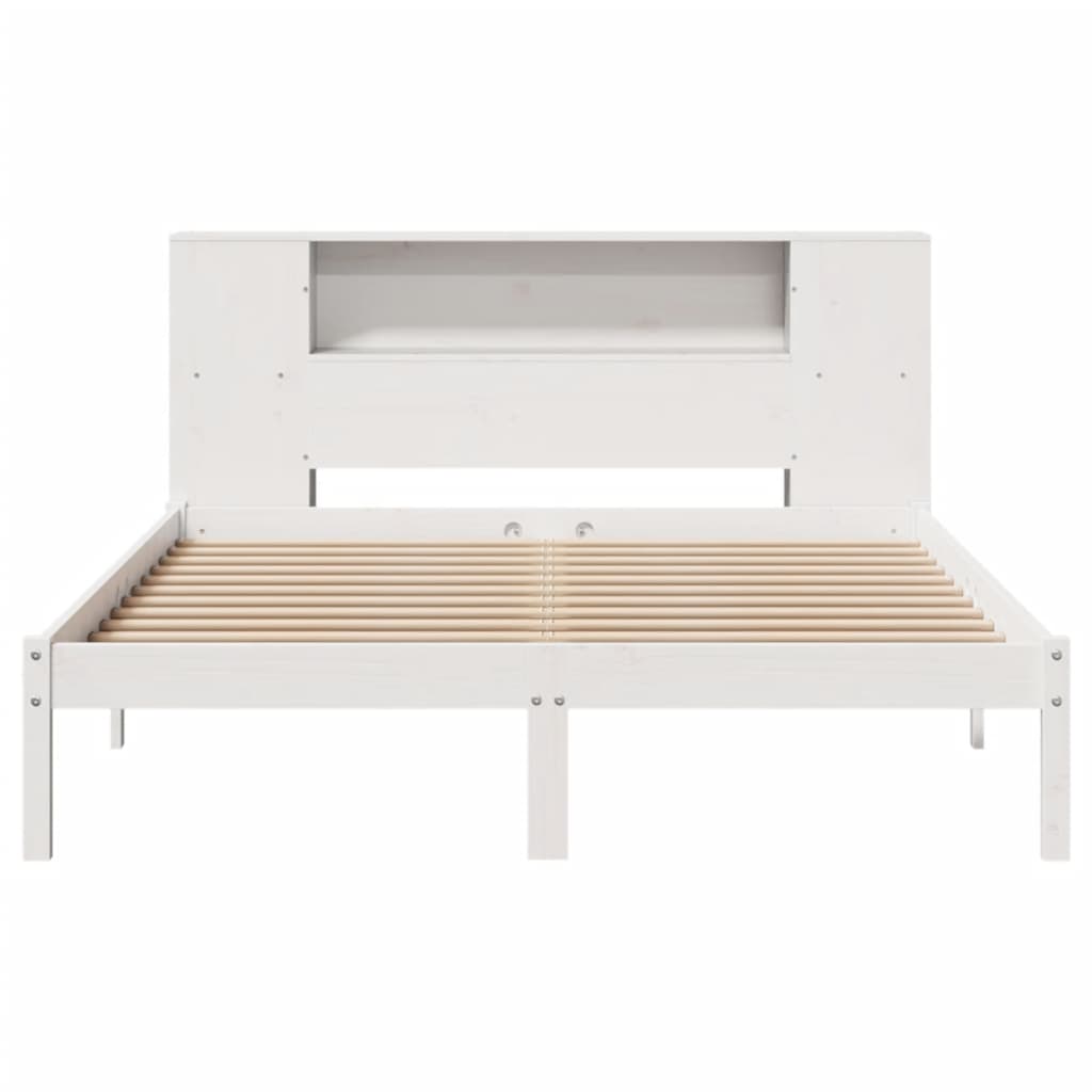 Lit bibliothèque sans matelas blanc 120x190 cm bois pin massif - XIOS
