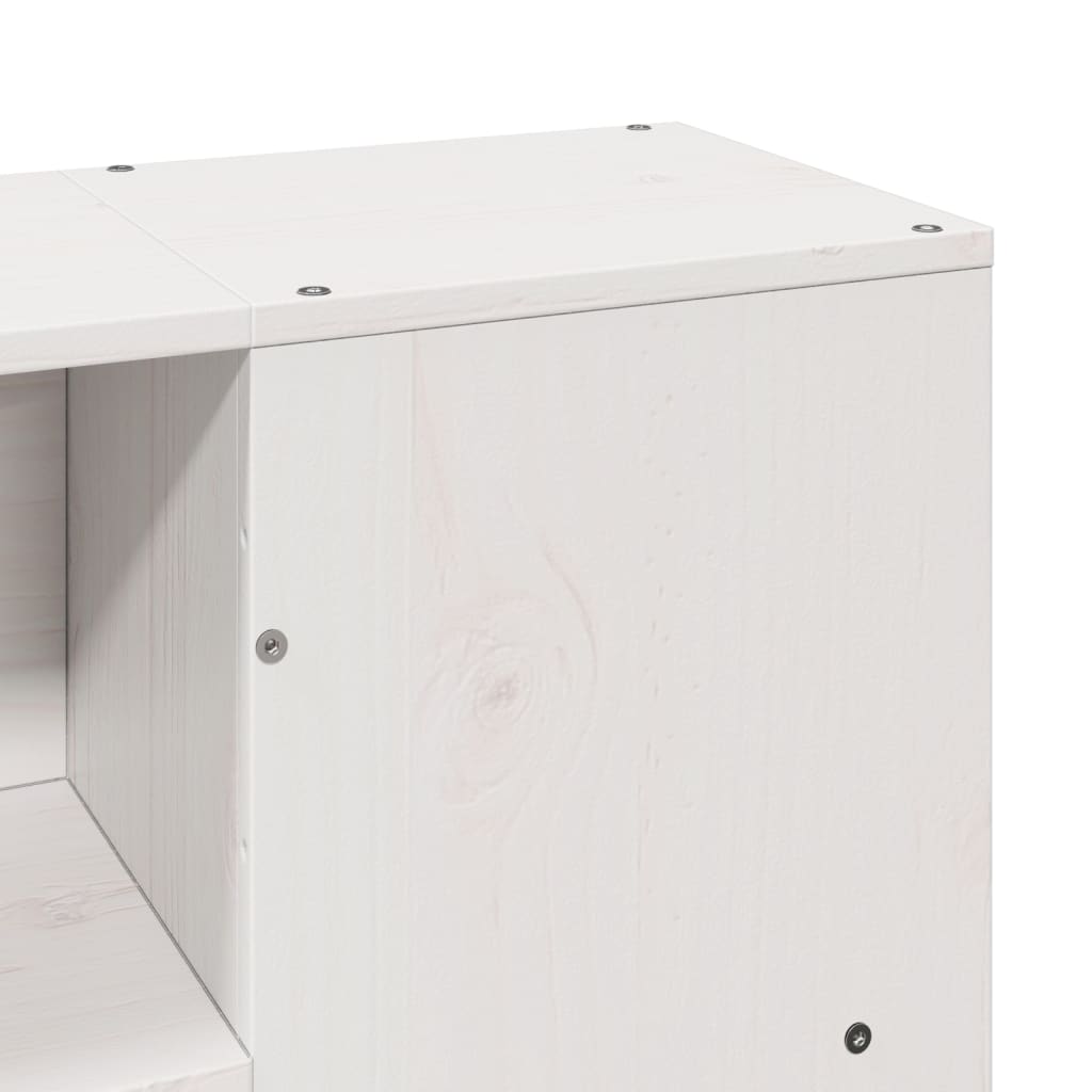 Lit bibliothèque sans matelas blanc 140x190 cm bois pin massif - XIOS