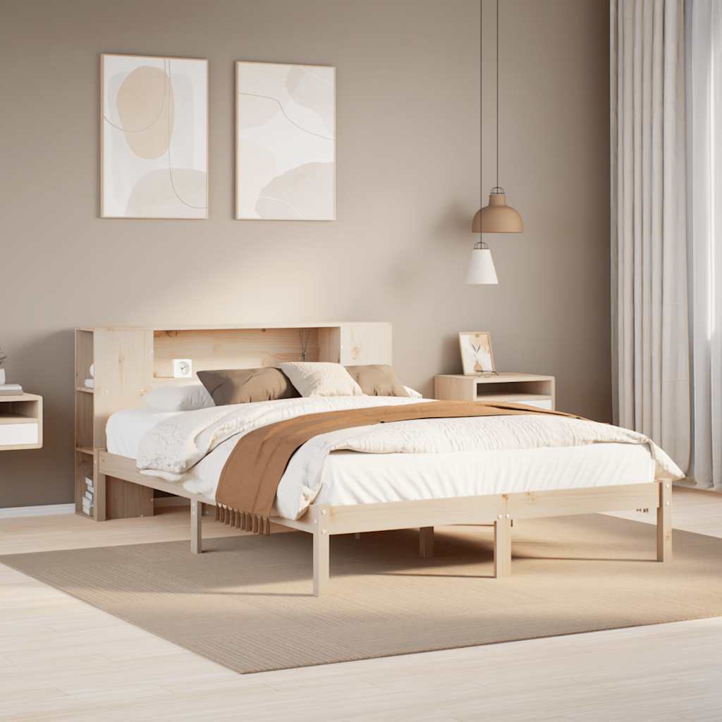 Lit bibliothèque sans matelas 120x200 cm bois de pin massif - XIOS