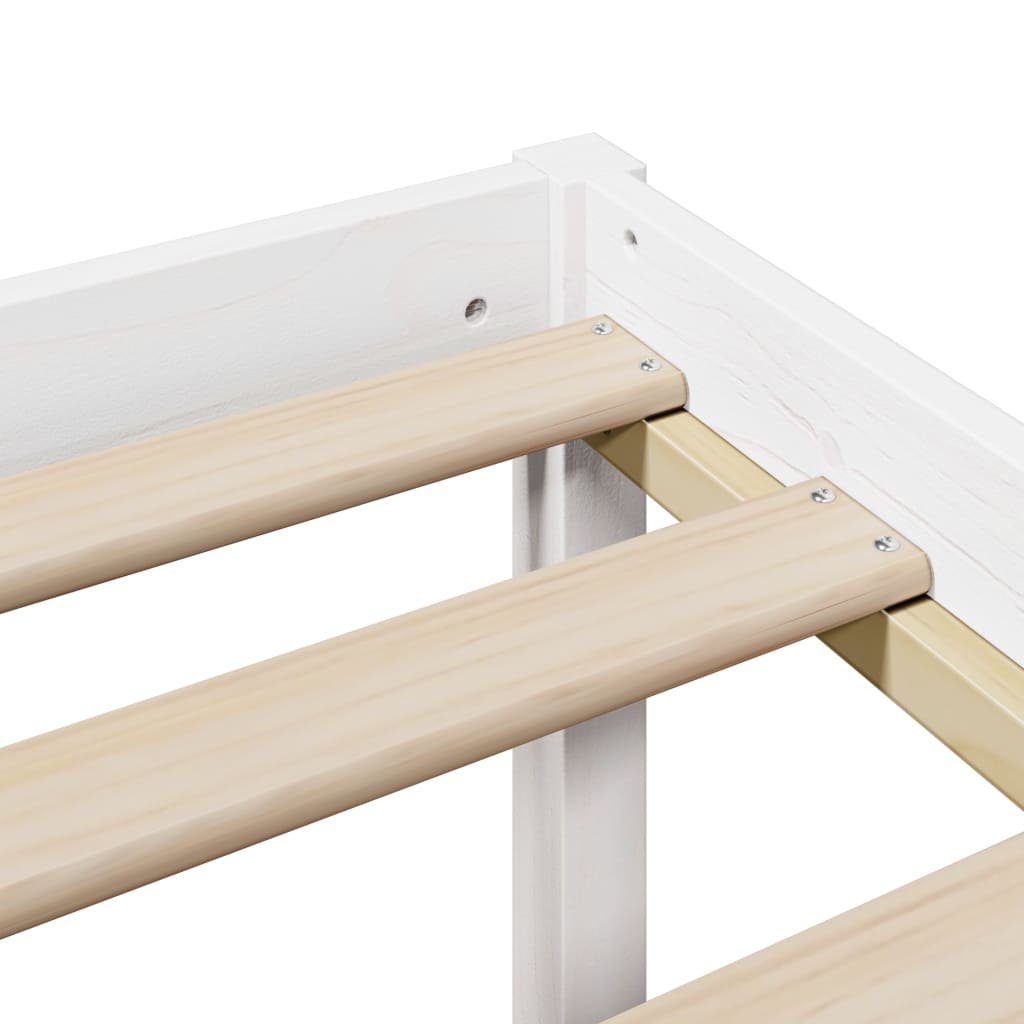 Lit bibliothèque sans matelas blanc 150x200 cm bois pin massif - XIOS
