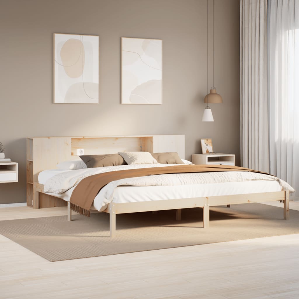 Lit bibliothèque sans matelas 180x200 cm bois massif de pin - XIOS