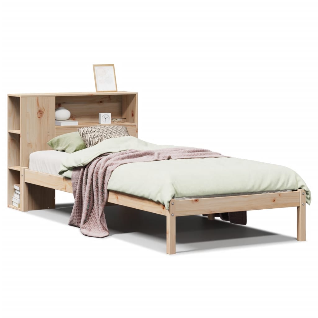 Lit bibliothèque sans matelas 90x190 cm bois de pin massif - XIOS