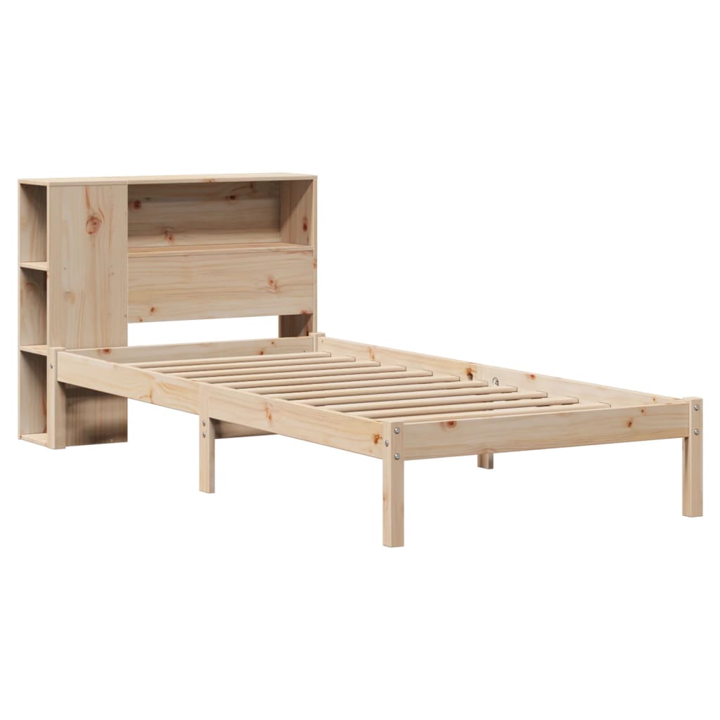 Lit bibliothèque sans matelas 90x190 cm bois de pin massif - XIOS