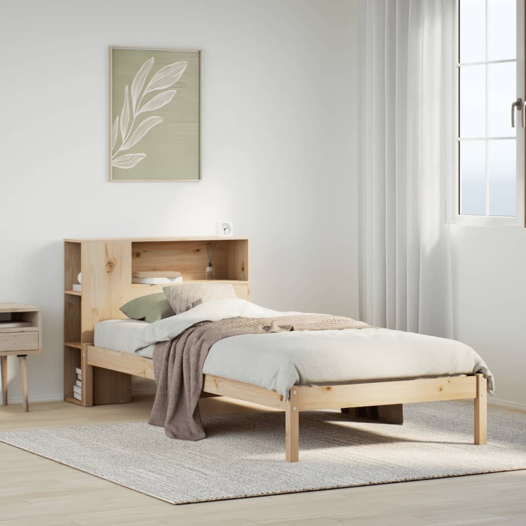 Lit bibliothèque sans matelas 90x190 cm bois de pin massif - XIOS