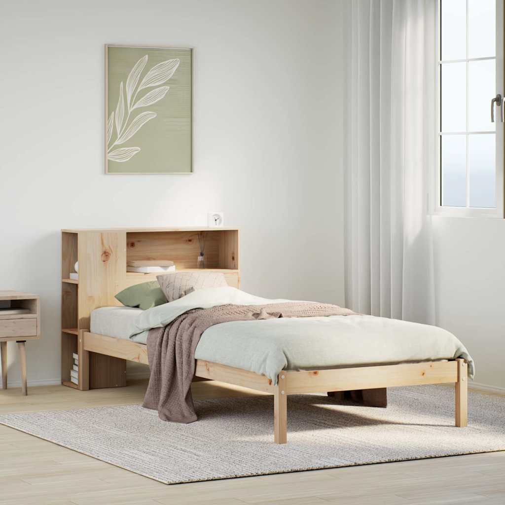 Lit bibliothèque sans matelas 100x200 cm bois massif de pin - XIOS