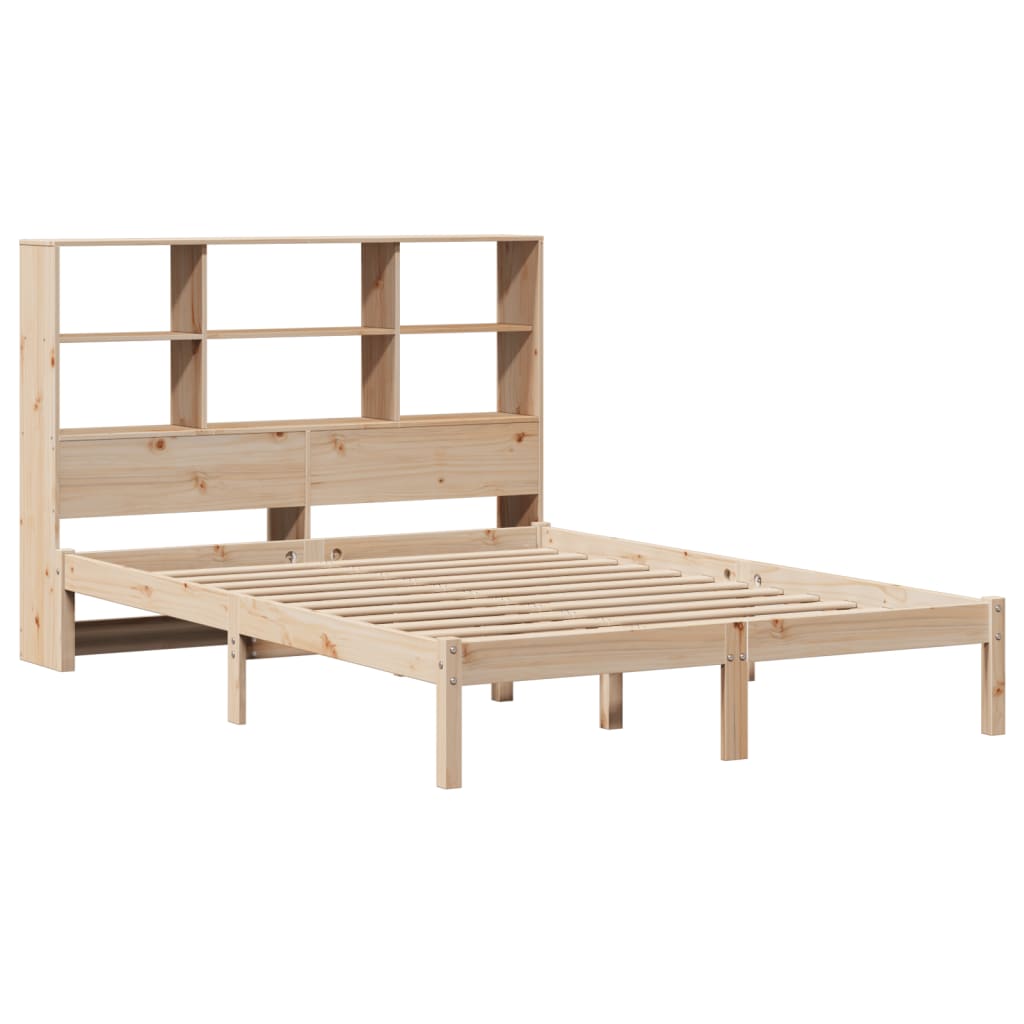 Lit bibliothèque sans matelas 140x190 cm bois de pin massif - XIOS
