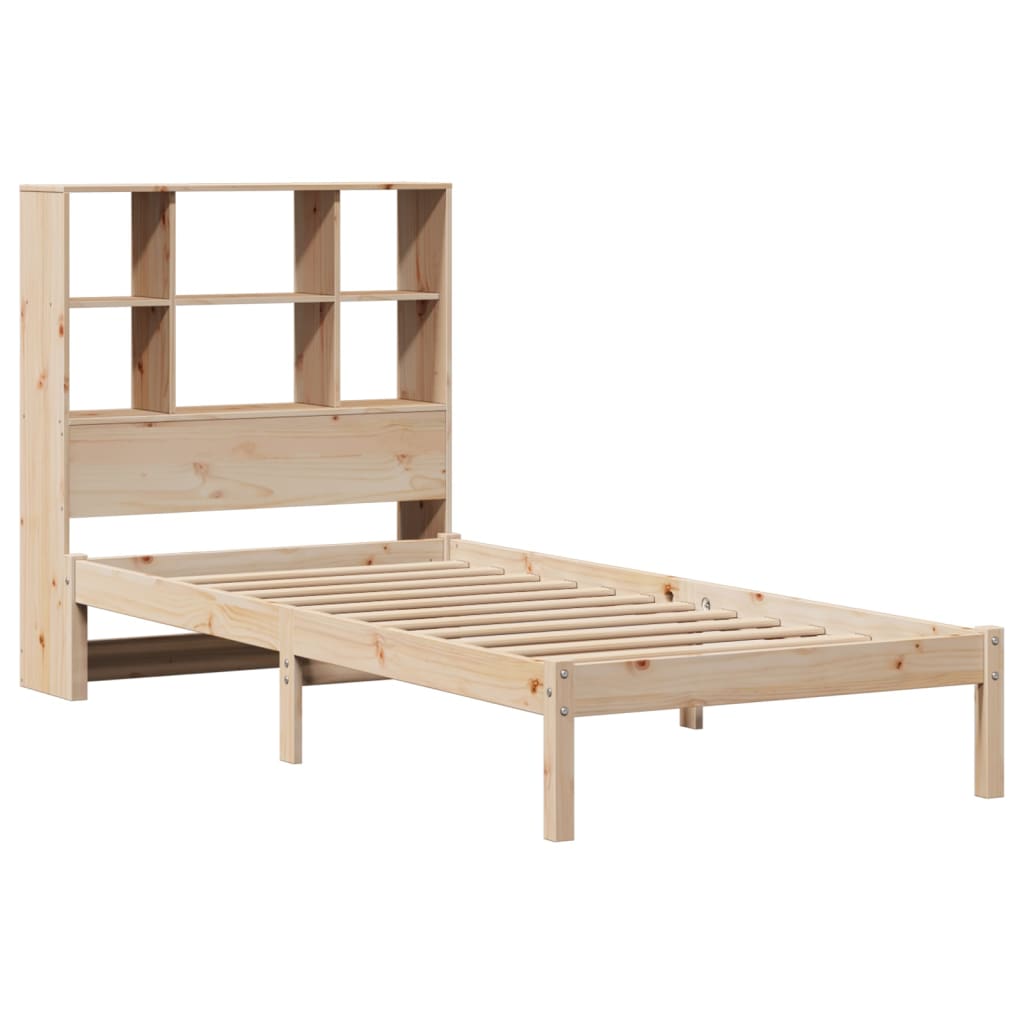 Lit bibliothèque sans matelas 90x200 cm bois de pin massif - XIOS