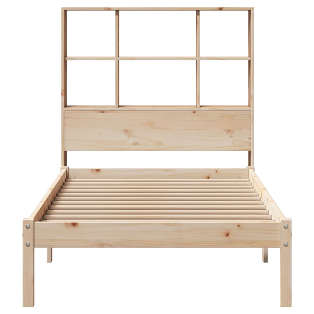 Lit bibliothèque sans matelas 90x200 cm bois de pin massif - XIOS