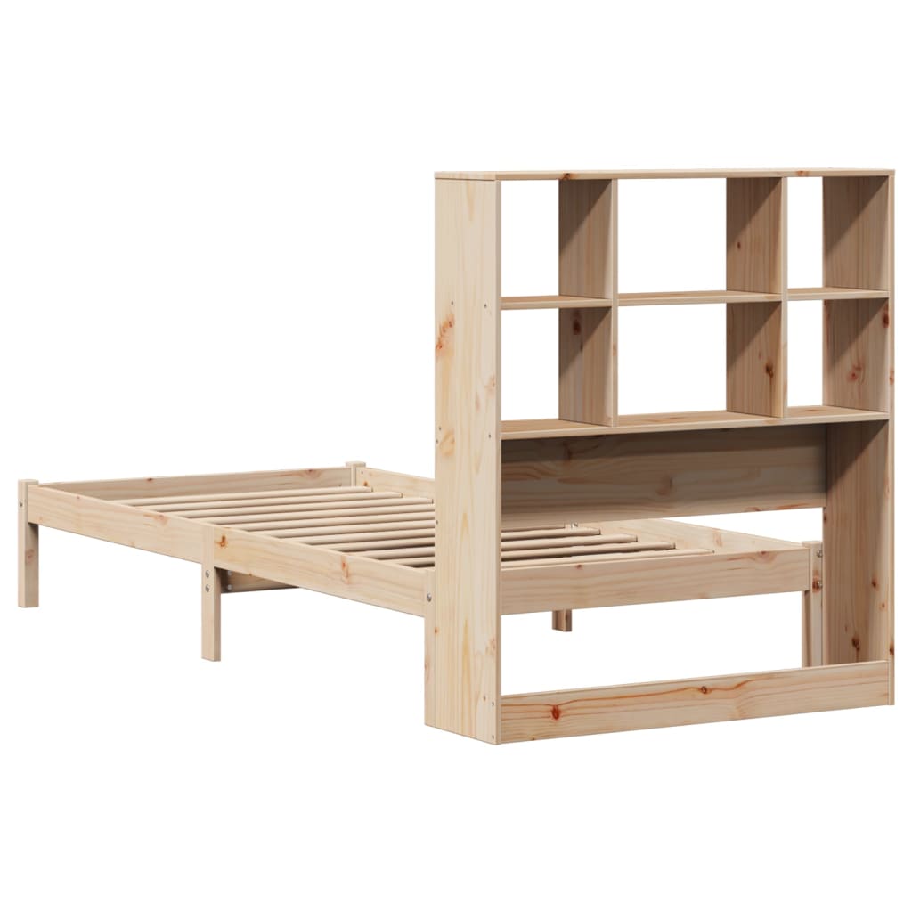 Lit bibliothèque sans matelas 90x200 cm bois de pin massif - XIOS