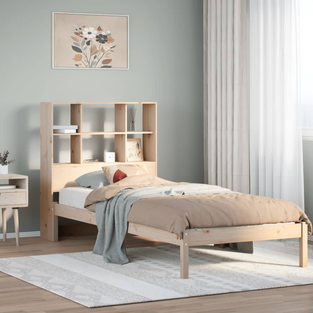 Lit bibliothèque sans matelas 90x200 cm bois de pin massif - XIOS