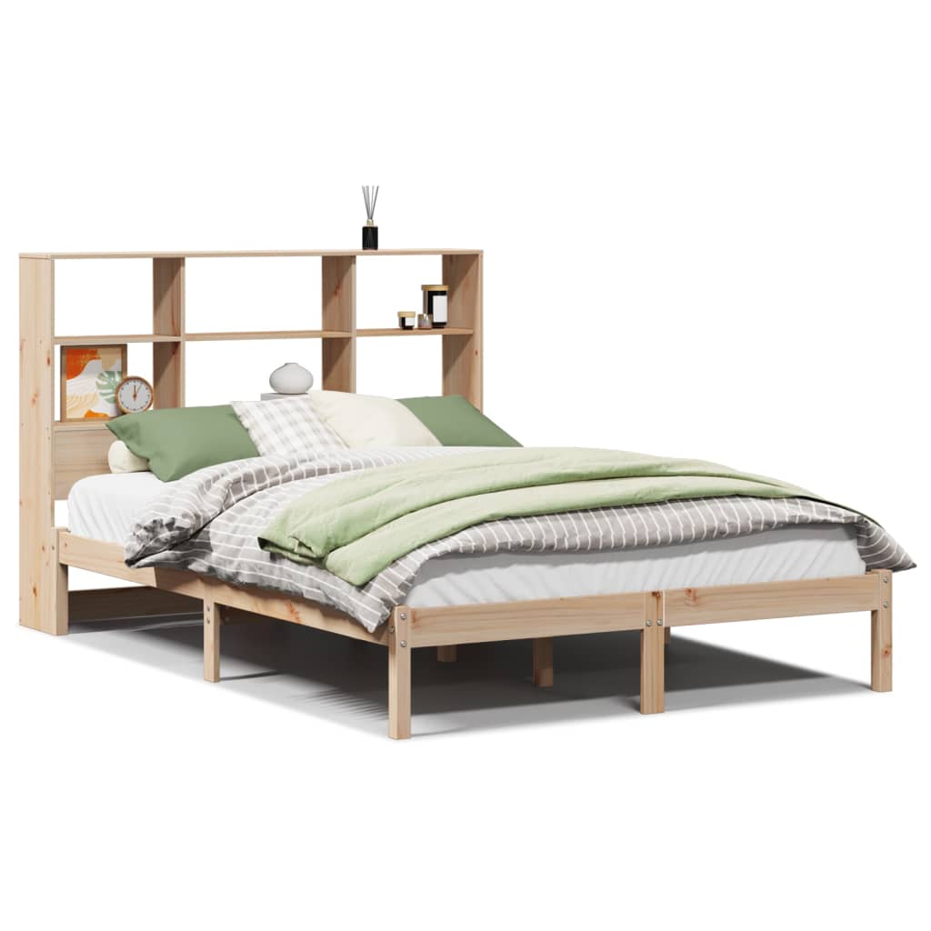 Lit bibliothèque sans matelas 120x200 cm bois de pin massif - XIOS