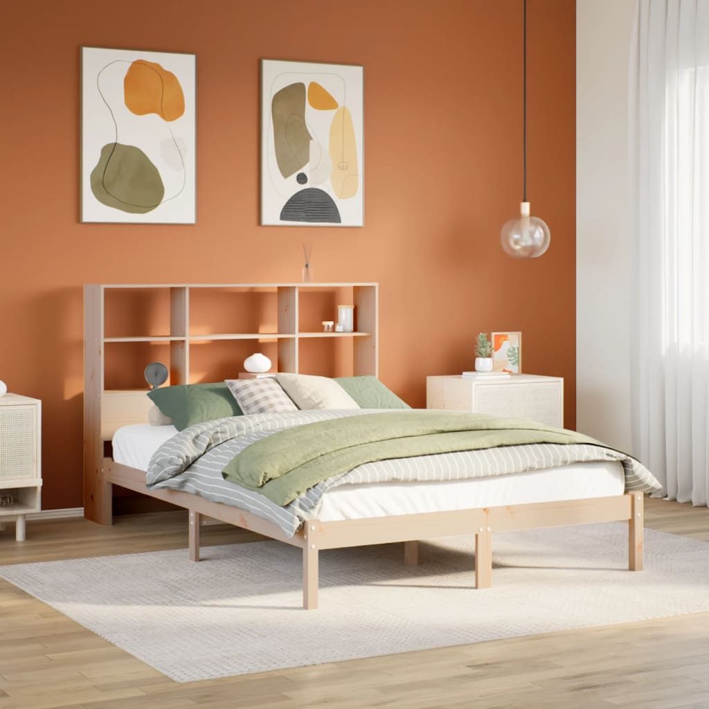 Lit bibliothèque sans matelas 120x200 cm bois de pin massif - XIOS