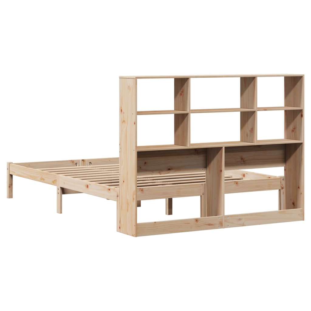 Lit bibliothèque sans matelas 140x200 cm bois massif de pin - XIOS