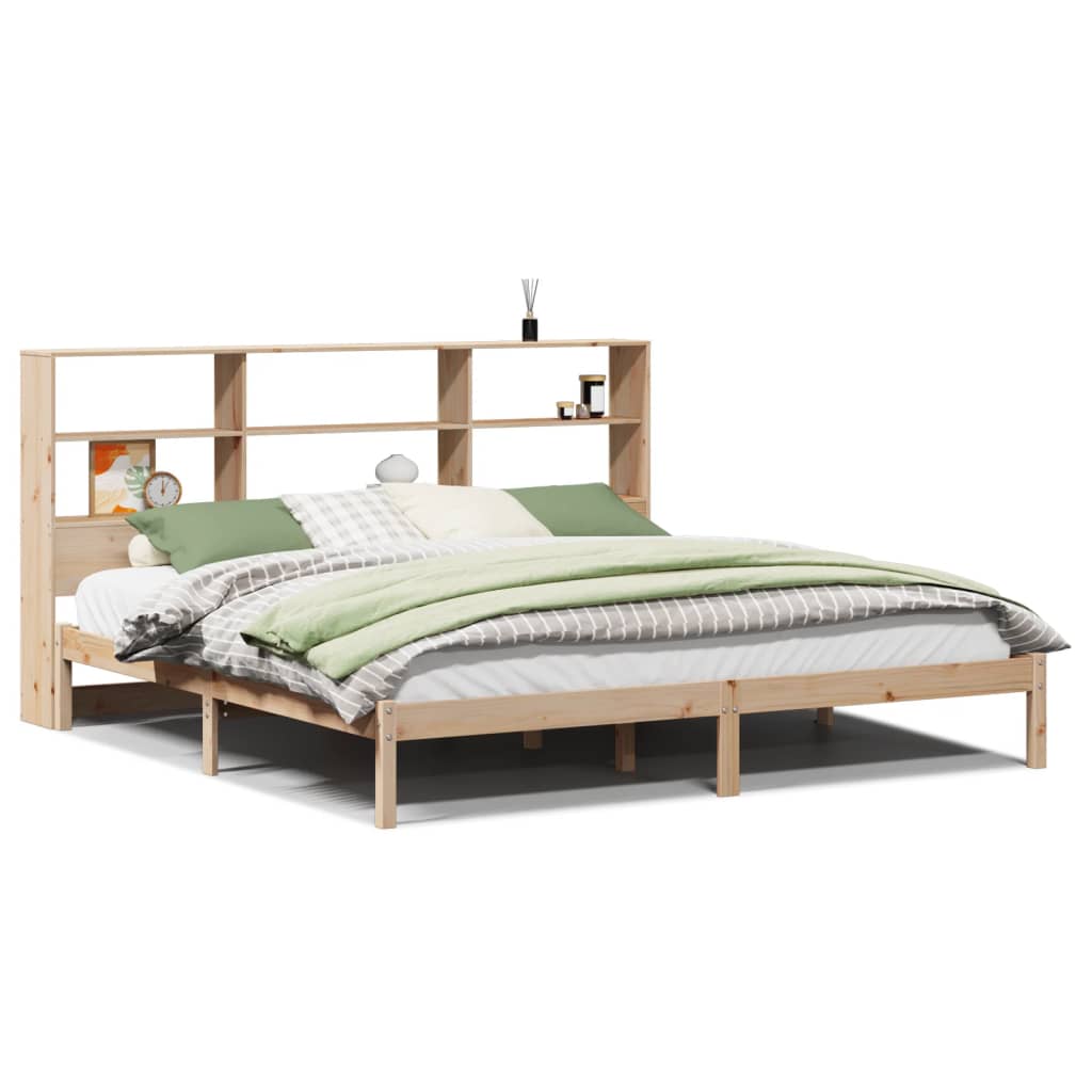Lit bibliothèque sans matelas 180x200 cm bois massif de pin - XIOS