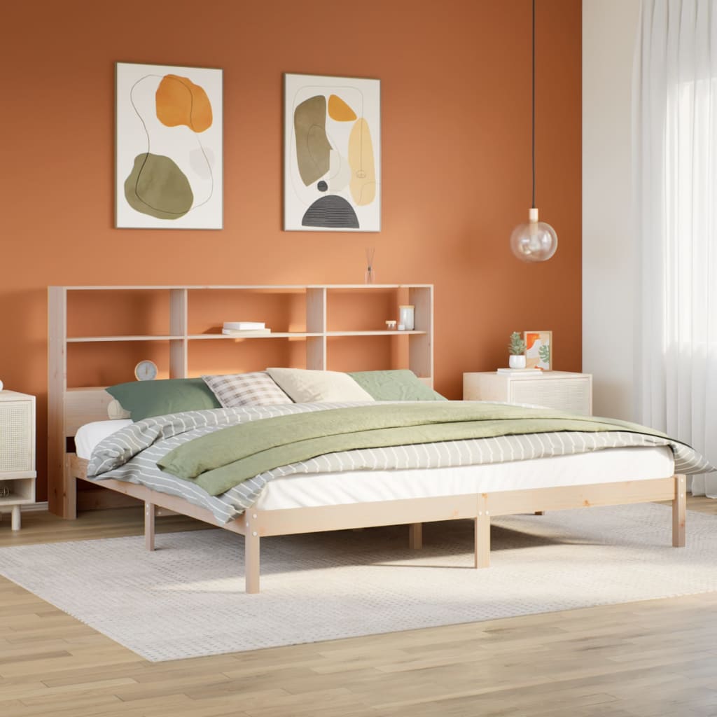Lit bibliothèque sans matelas 180x200 cm bois massif de pin - XIOS