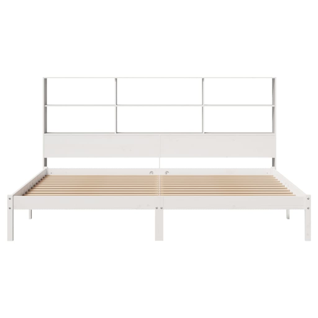 Lit bibliothèque sans matelas blanc 180x200 cm bois pin massif - XIOS