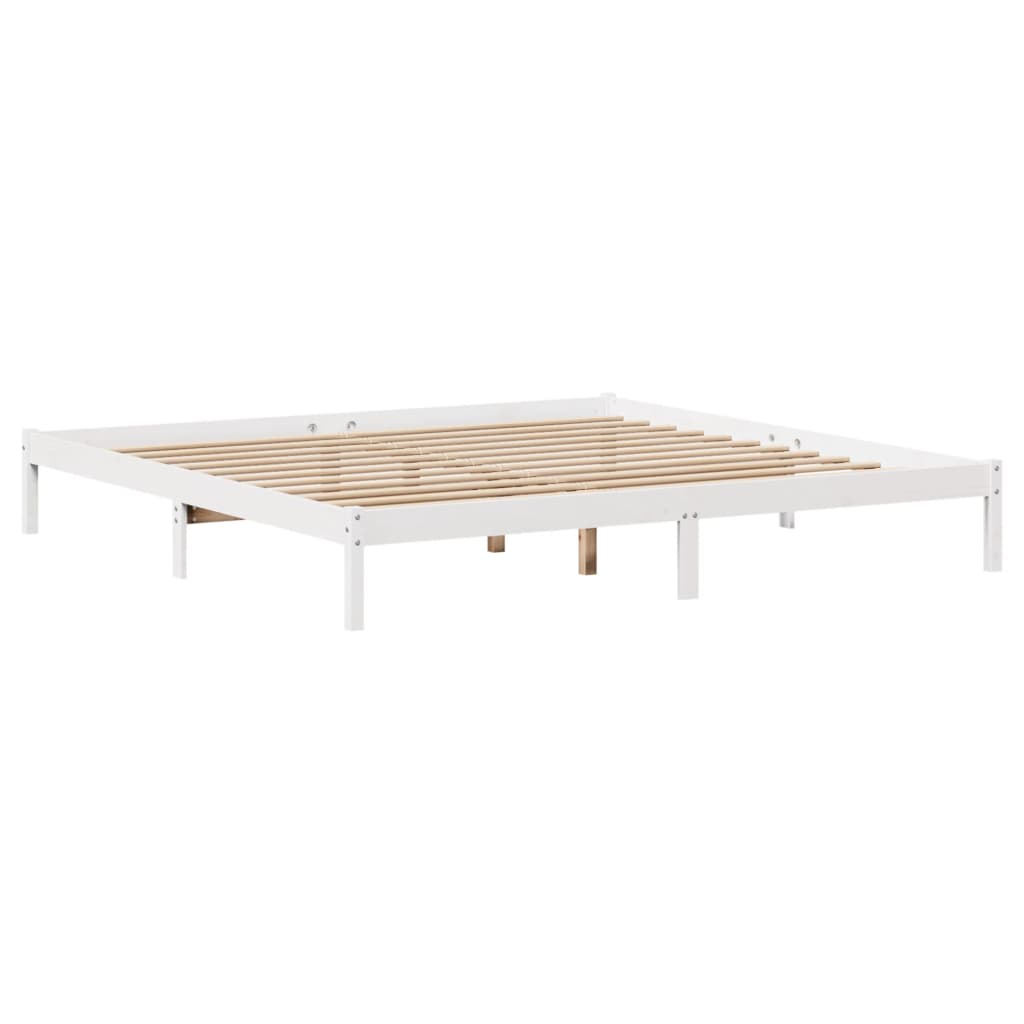 Lit bibliothèque sans matelas blanc 180x200 cm bois pin massif - XIOS