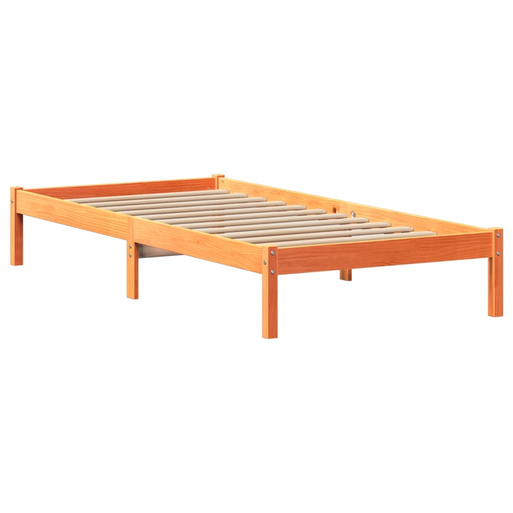 Lit bibliothèque sans matelas cire marron 100x200 cm pin massif - XIOS