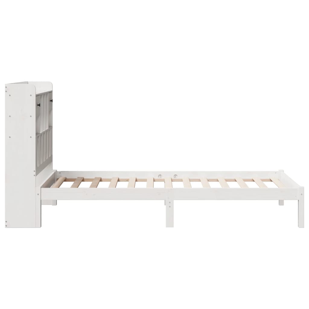 Lit bibliothèque sans matelas blanc 75x190cm bois de pin massif - XIOS