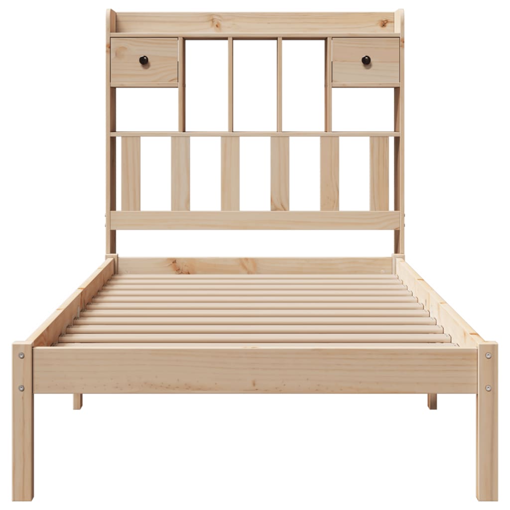 Lit bibliothèque sans matelas 90x190 cm bois de pin massif - XIOS