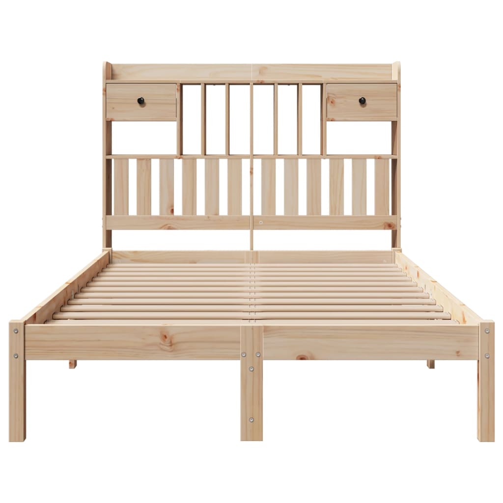 Lit bibliothèque sans matelas 135x190 cm bois de pin massif - XIOS