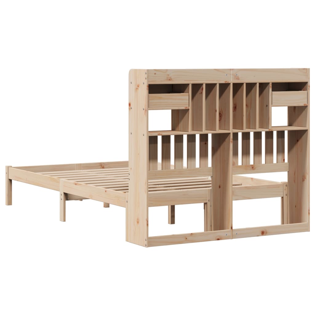 Lit bibliothèque sans matelas 135x190 cm bois de pin massif - XIOS