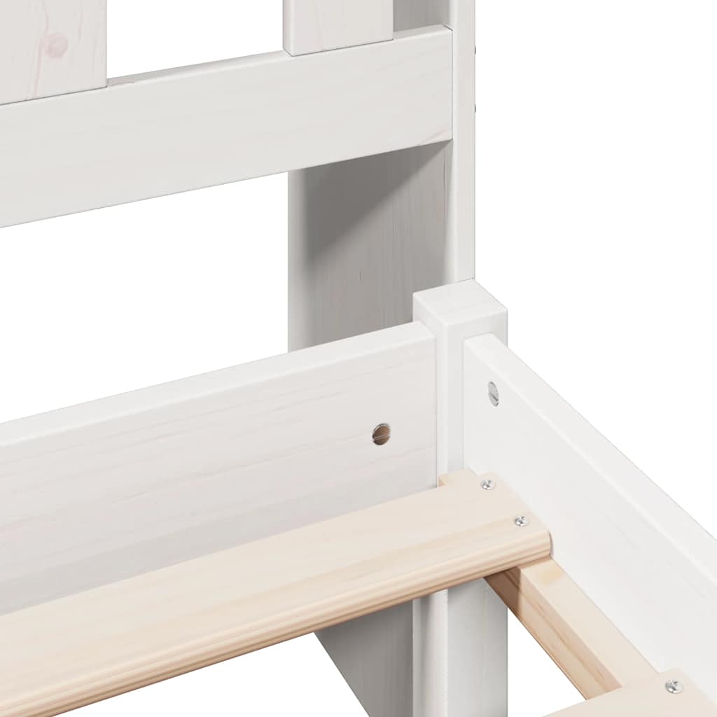 Lit bibliothèque sans matelas blanc 135x190 cm bois pin massif - XIOS