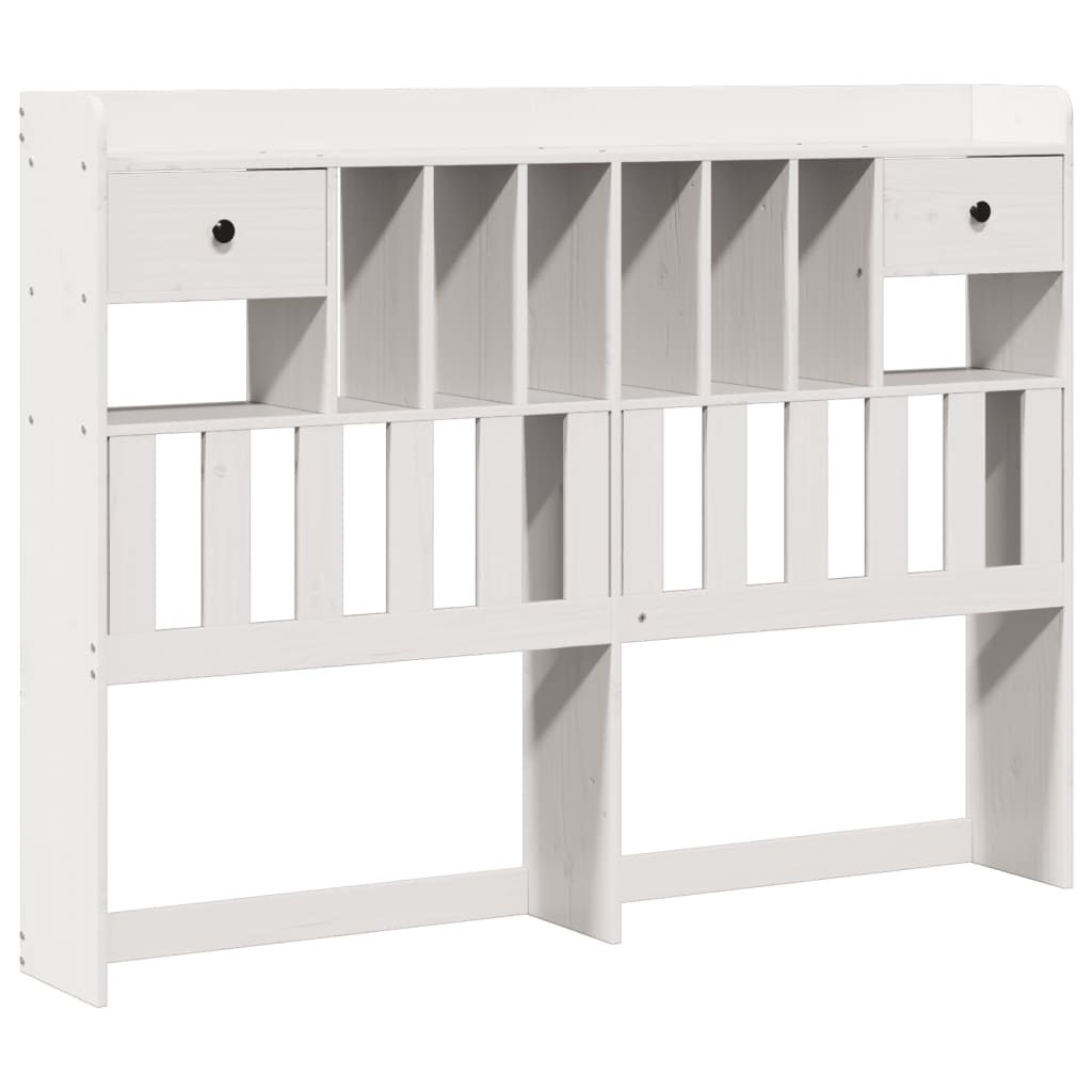 Lit bibliothèque sans matelas blanc 140x190 cm bois pin massif - XIOS