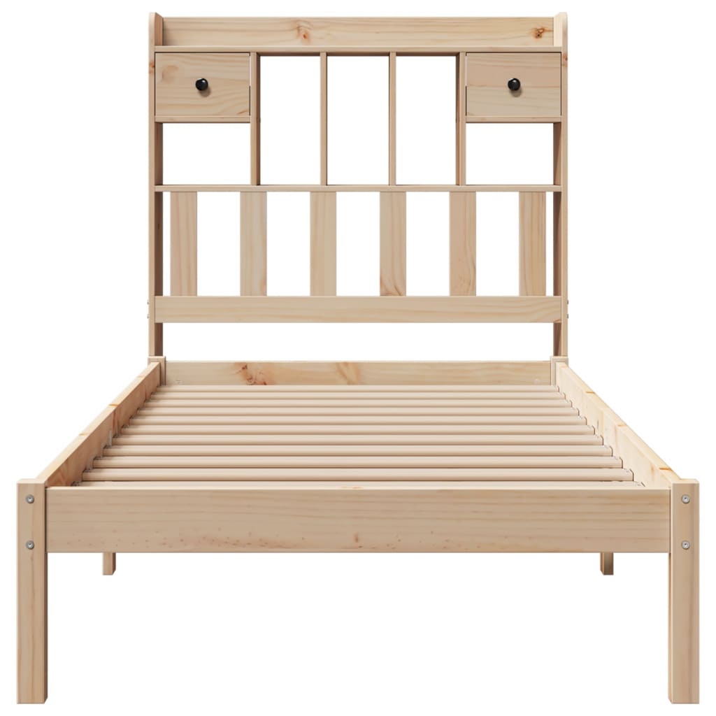 Lit bibliothèque sans matelas 90x200 cm bois de pin massif - XIOS