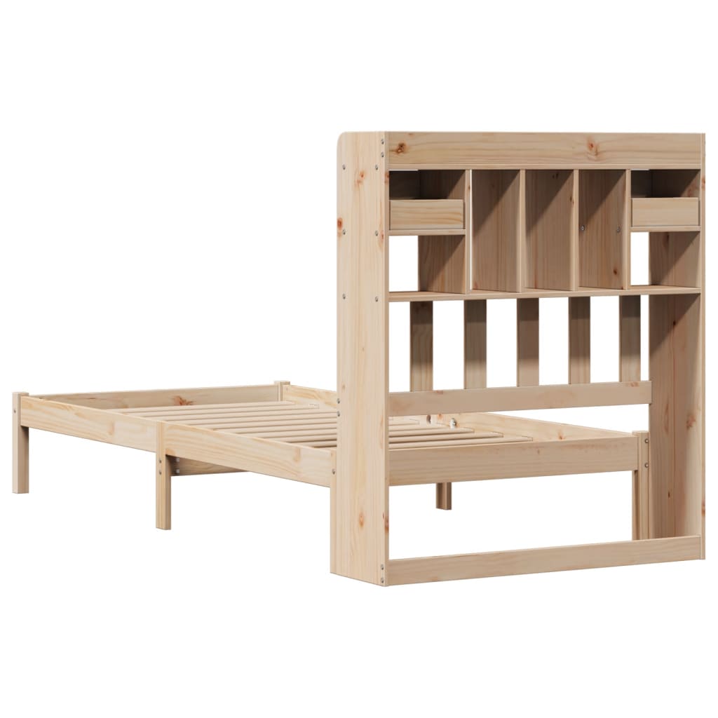 Lit bibliothèque sans matelas 90x200 cm bois de pin massif - XIOS
