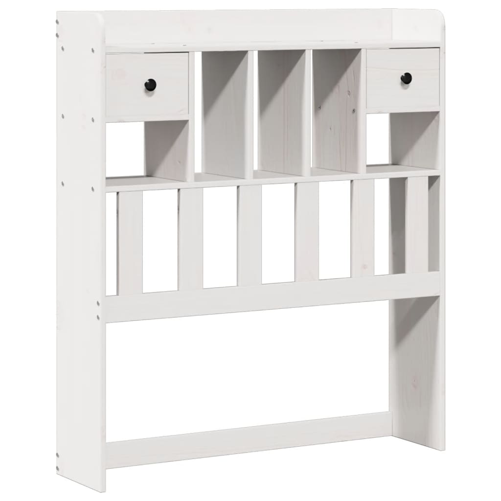 Lit bibliothèque sans matelas blanc 90x200cm bois de pin massif - XIOS