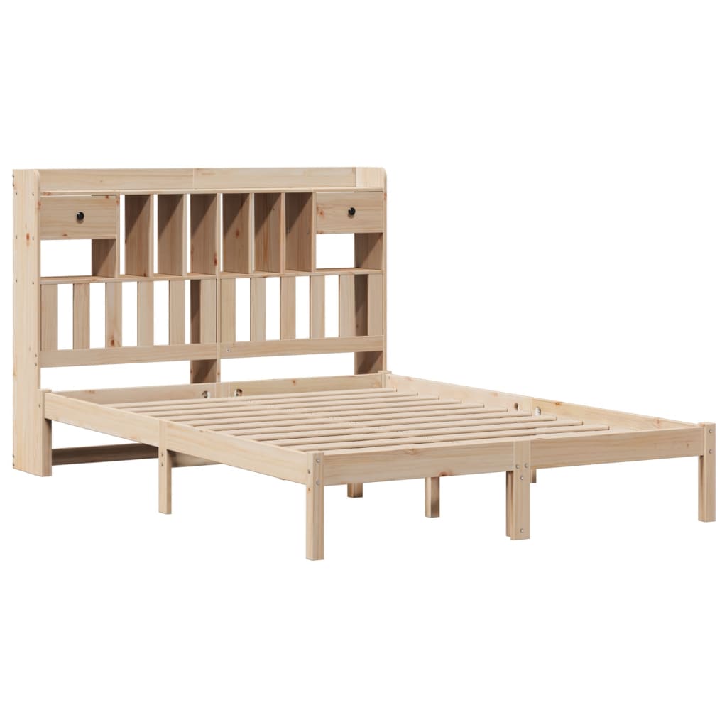 Lit bibliothèque sans matelas 140x200 cm bois massif de pin - XIOS