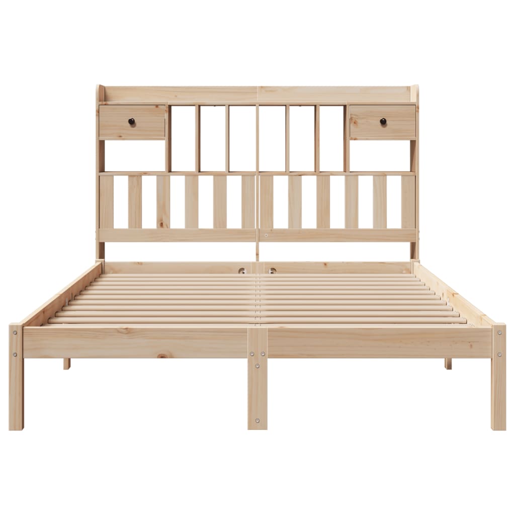 Lit bibliothèque sans matelas 140x200 cm bois massif de pin - XIOS