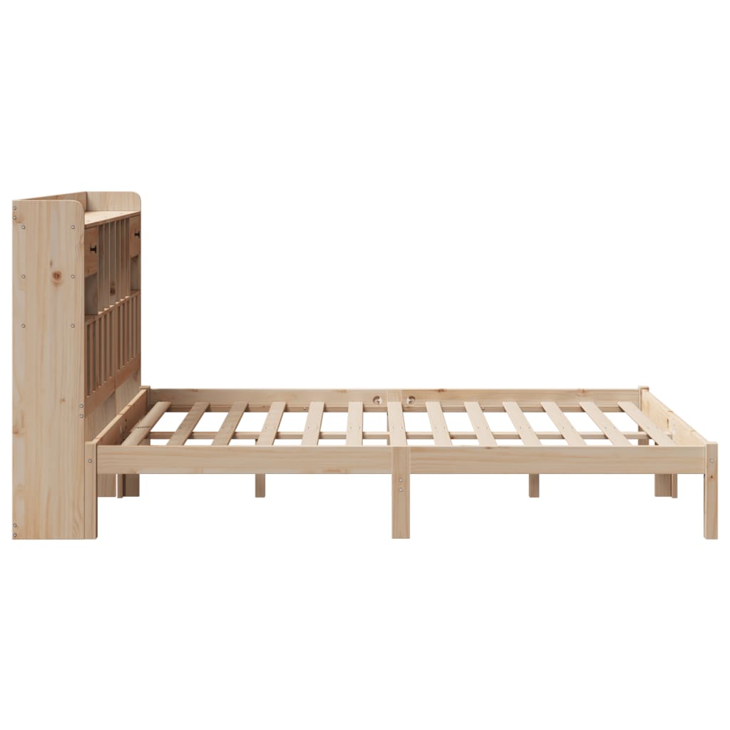 Lit bibliothèque sans matelas 140x200 cm bois massif de pin - XIOS