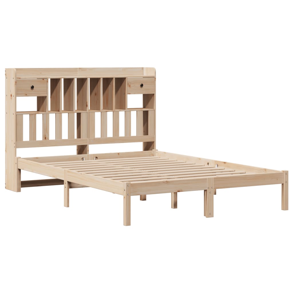 Lit bibliothèque sans matelas 150x200 cm bois massif de pin - XIOS