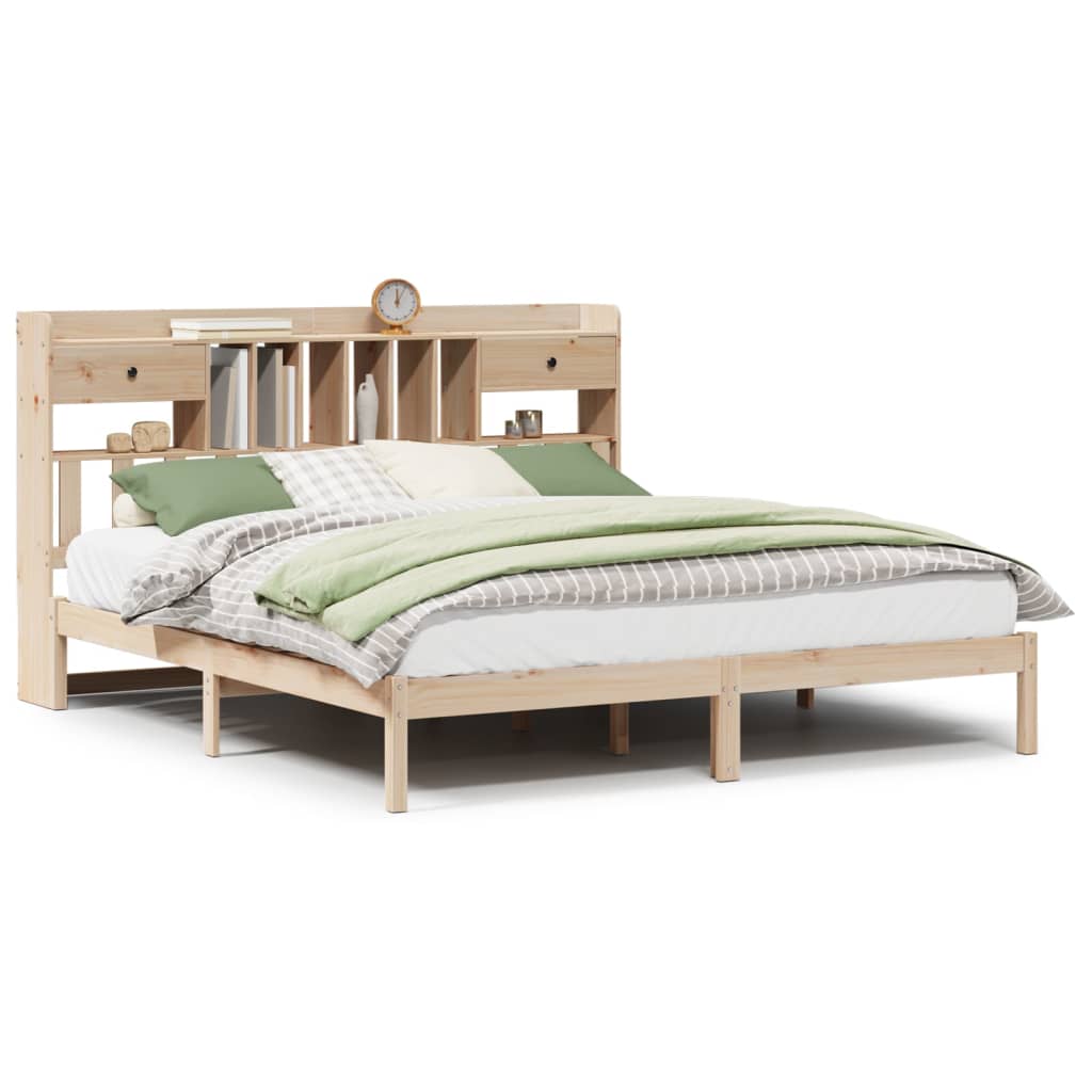 Lit bibliothèque sans matelas 180x200 cm bois massif de pin - XIOS
